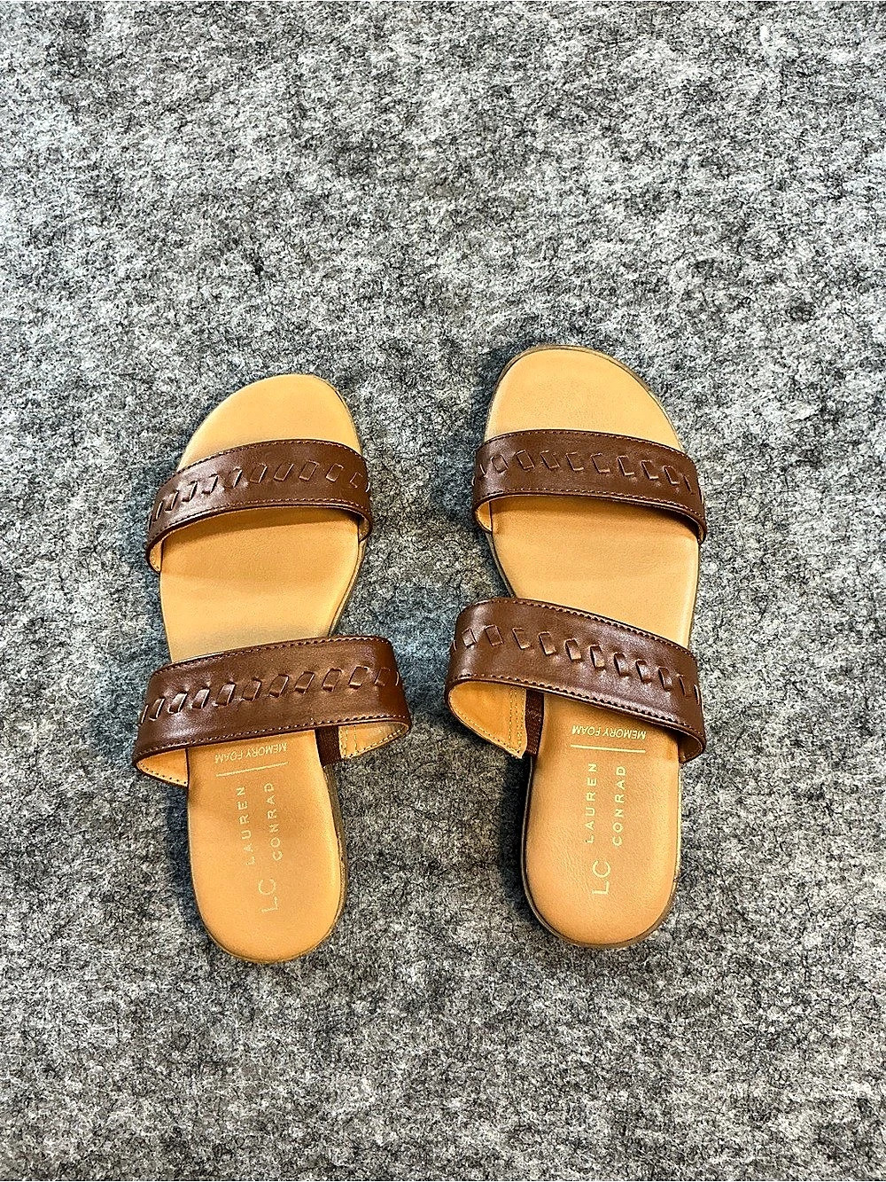 Laura Conrad Lurea Leather Slide Sandals Brown US 7